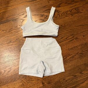 SET Active Cloudform Light Blue Sports Bra and Biker Shorts - Size Small